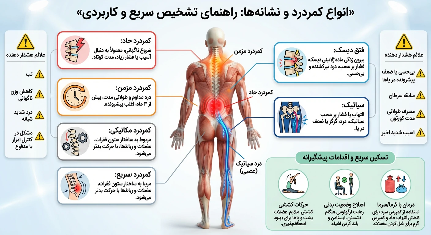 راهنمای تشخیص سریع کمردرد