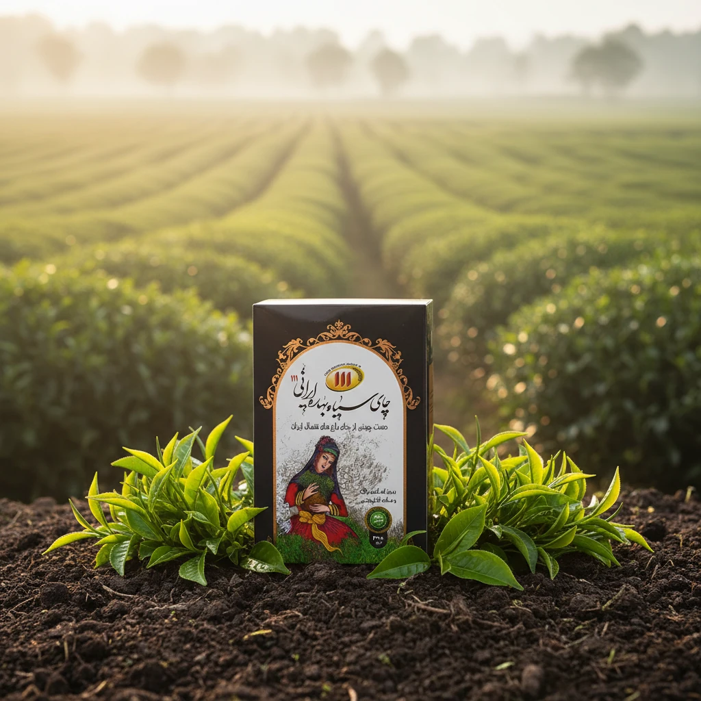 ۲. برگ‌های سبز و جوان چای در مزرعه هنگام برداشت اول بهار (First Flush)