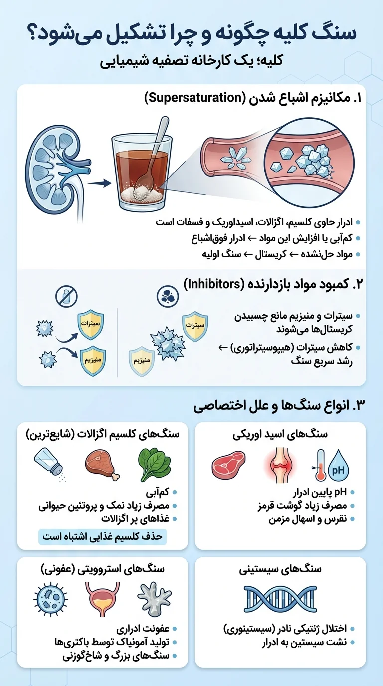 علل سنگ کلیه و انواع آن